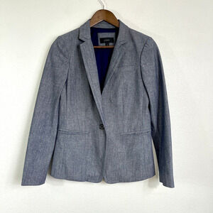J.Crew Parke Blazer Womens Size 4 Chambray Blue Stretch Jacket Schoolboy